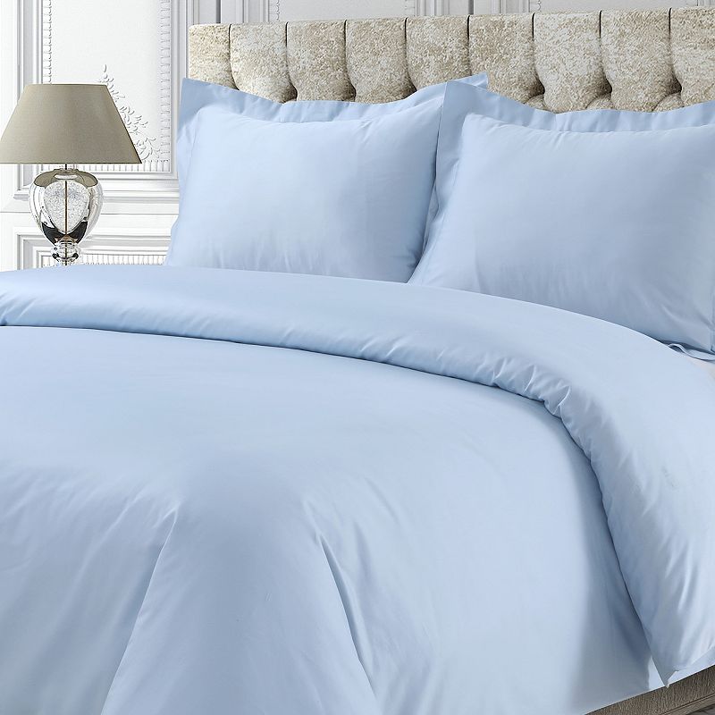 Tribeca 750-Thread Count Cotton Sateen Oversized Duvet Cover Set, Light Blu