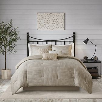 Madison Park Clayton 7 pc Printed Seersucker Comforter Set with Throw Pillows