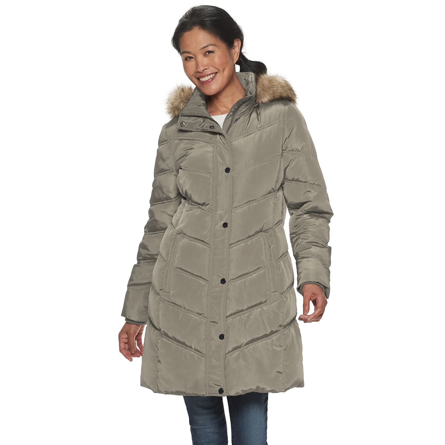 women's tower by london fog hooded puffer heavyweight jacket