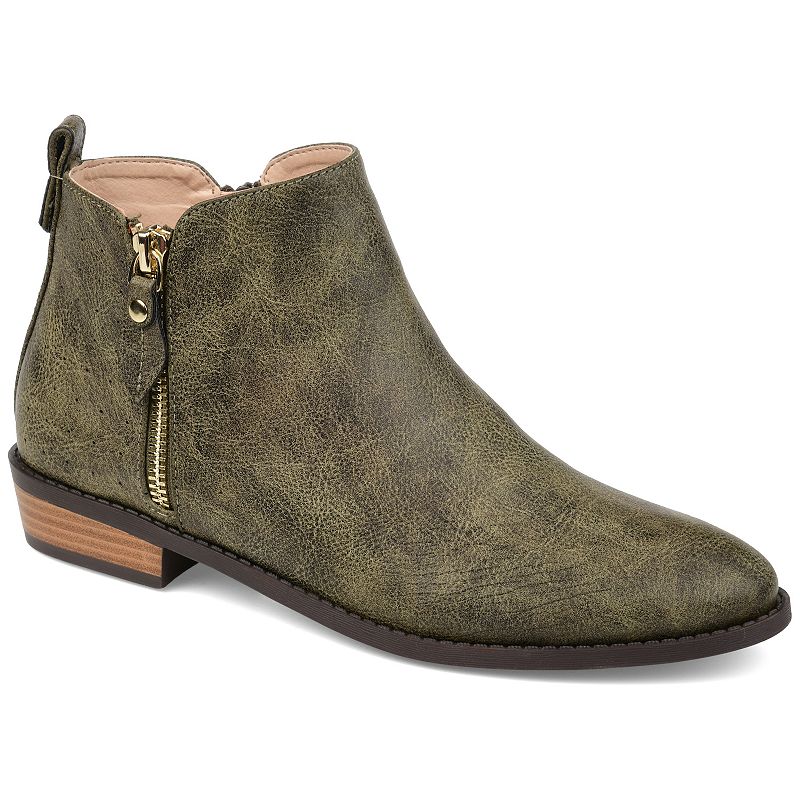 Journee Collection Womens Ellis Stacked Heel Booties, 7 Medium, Green