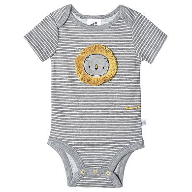 Baby Boy Just Born Lil' Lion 4-Pack Organic Short Sleeve Bodysuits
