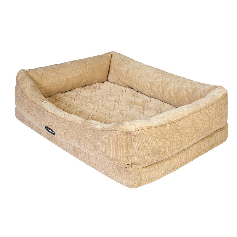 Beautyrest Ultra Plush Quilted Cuddler Pet Bed, Beig/Green, Medium