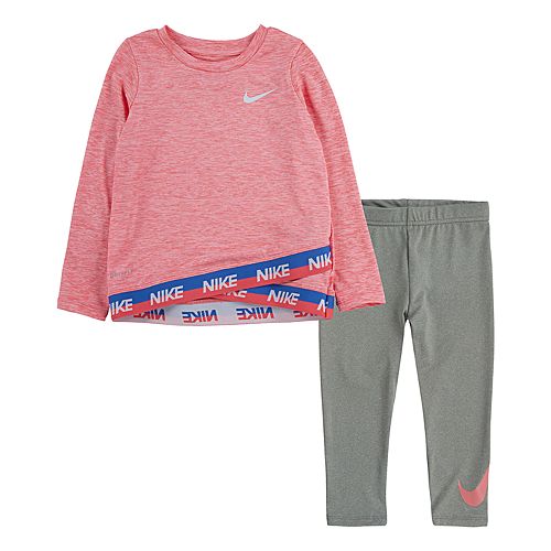 Nike Girls Dri-Fit 2-Piece Leggings Set Outfit - Dark Gray Heather, 2t 