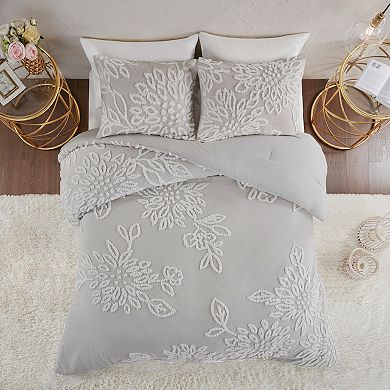 Madison Park Pansy 3-Piece Tufted Cotton Chenille Floral Comforter Set