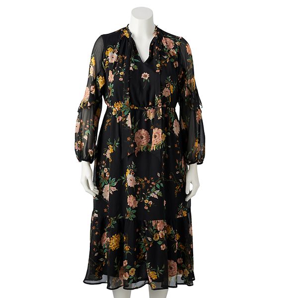 Plus Size LC Lauren Conrad Long Sleeve Ruffle Dress