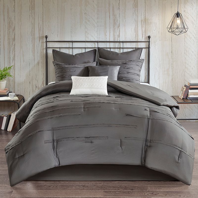 510 Design Janeta Comforter Set with Throw Pillows, Grey, Queen