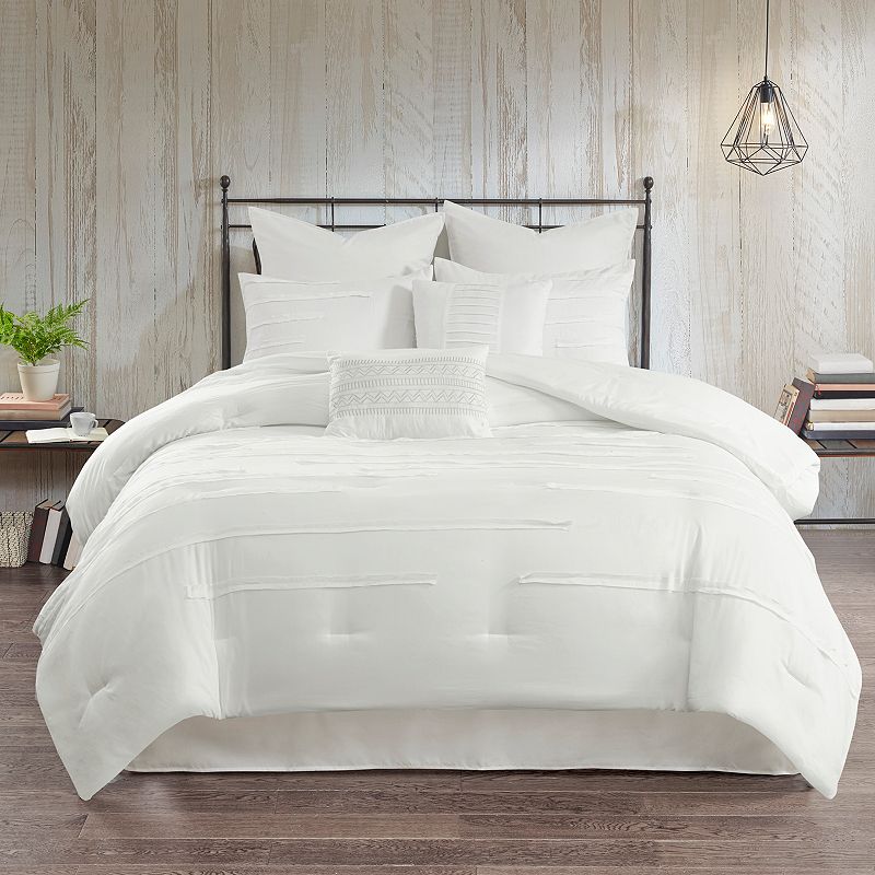 510 Design Janeta Comforter Set with Throw Pillows, White, King
