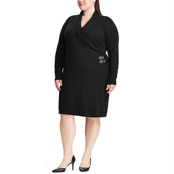 Plus Size Chaps Shawl Collar Sweater Dress