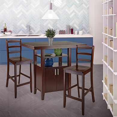 Winsome Albany 3-Piece High Table with Ladder Back Counter Stools Set
