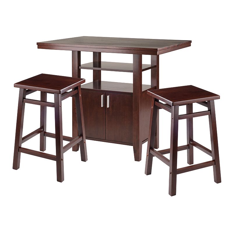 Winsome Albany 3-Piece High Table and Counter Stools Set, Brown