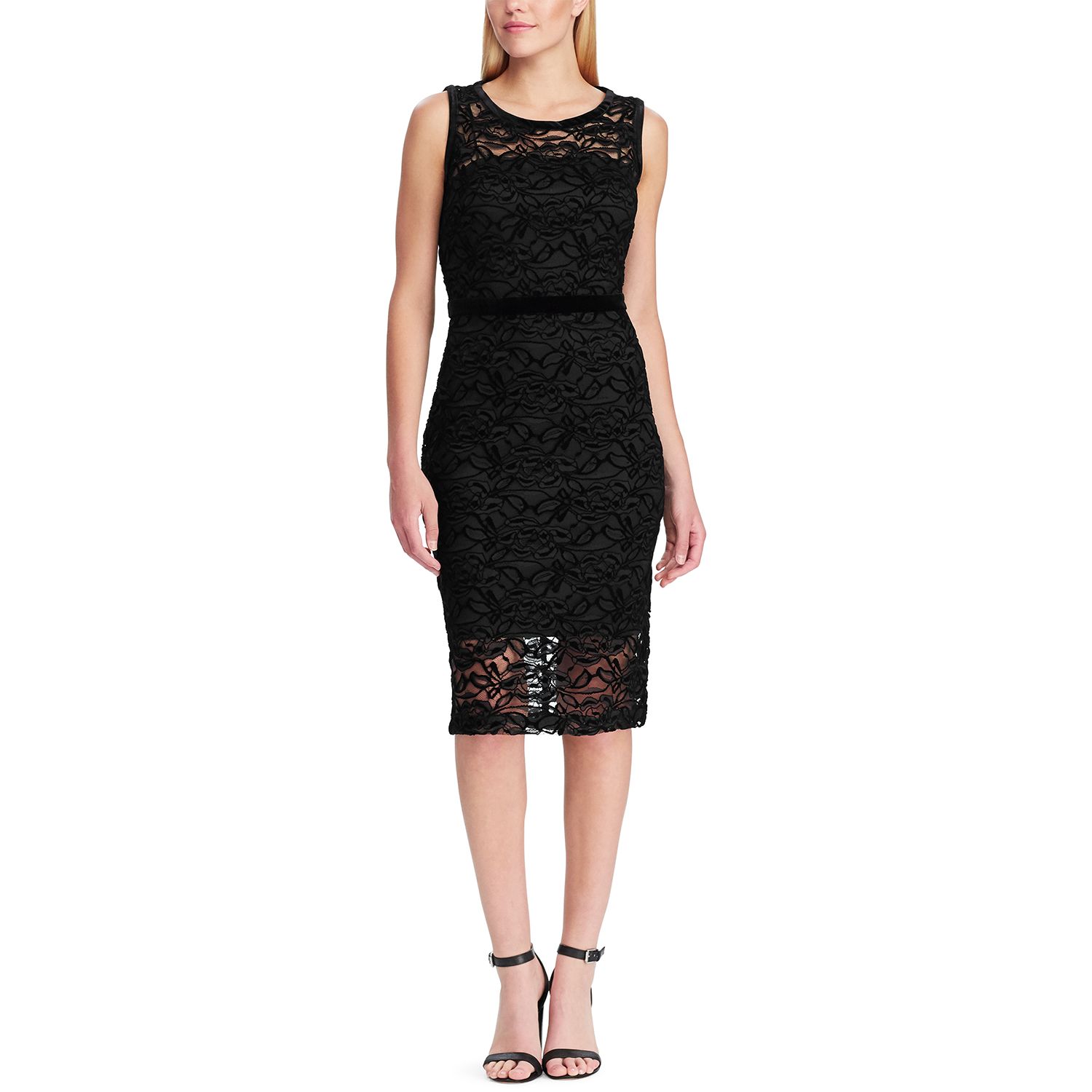 chaps lace sheath dress