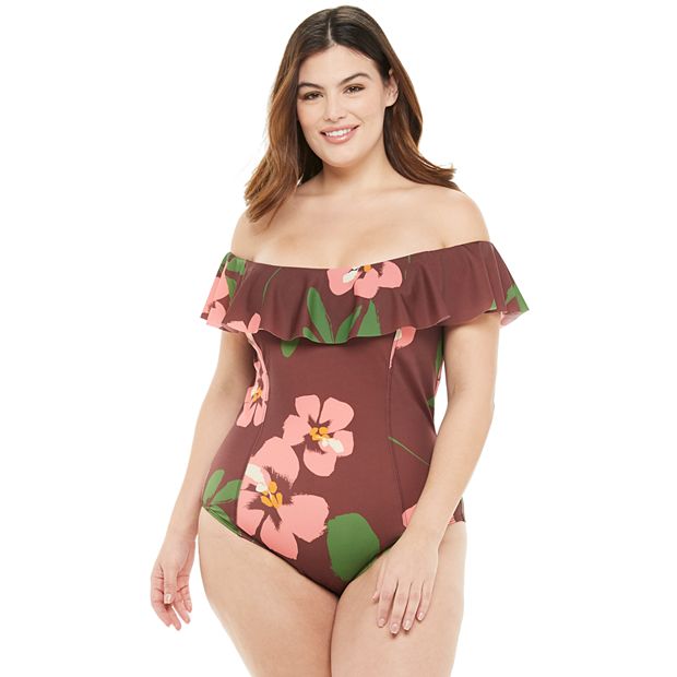 Ruffle one piece swimsuit cheap plus size