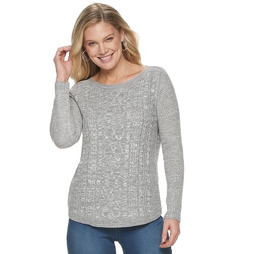 Women's Croft & Barrow® Cable Boat Neck Sweater