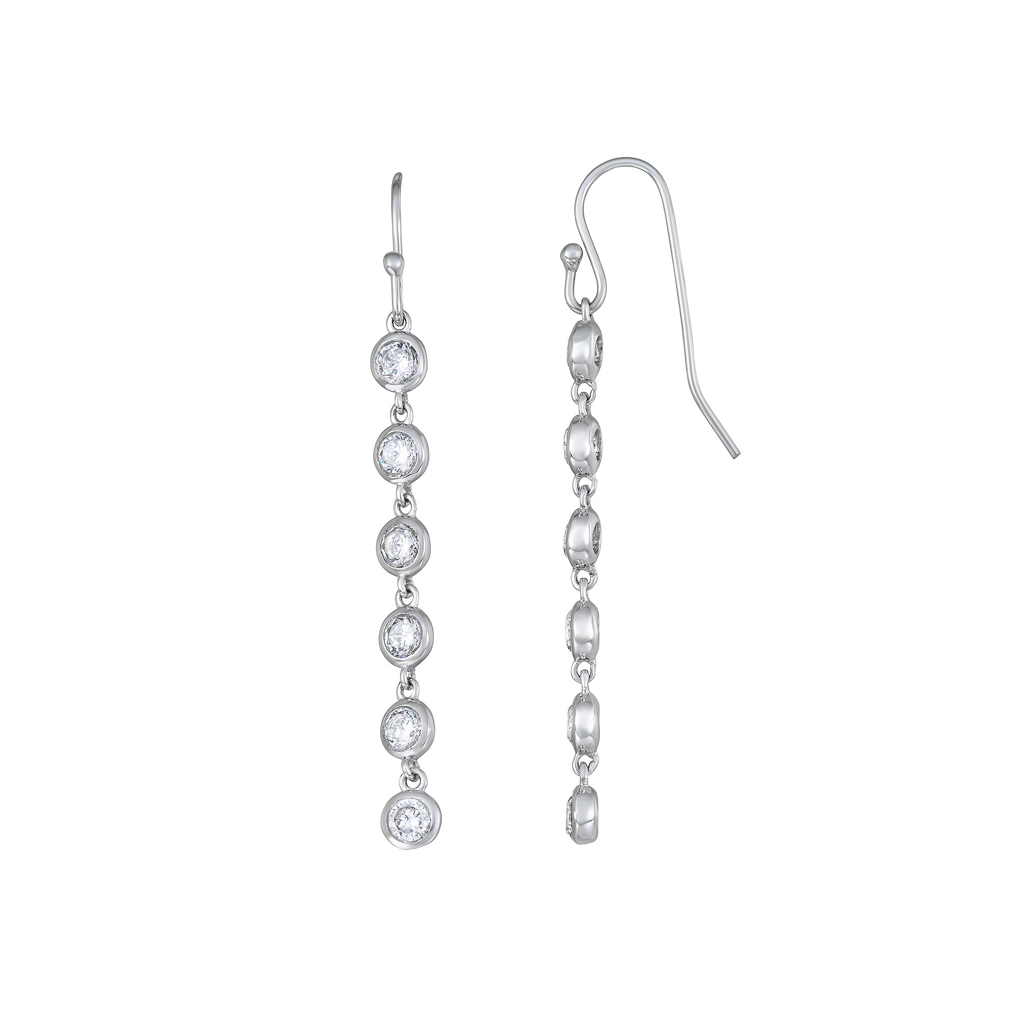 Argento Forte Sterling Silver Cubic Zirconia Linear Dangle Earrings, Women