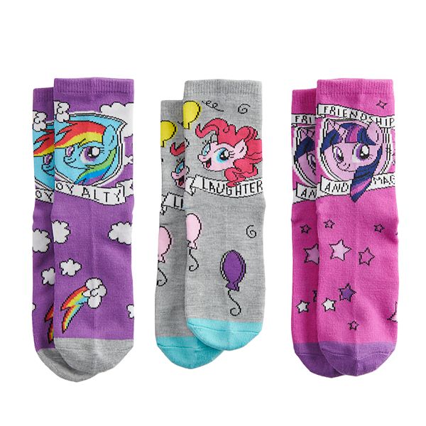 Pack 2 23/26 New 2017/18 Official My Little Pony Licensed Girls Socks Set 3-Pack