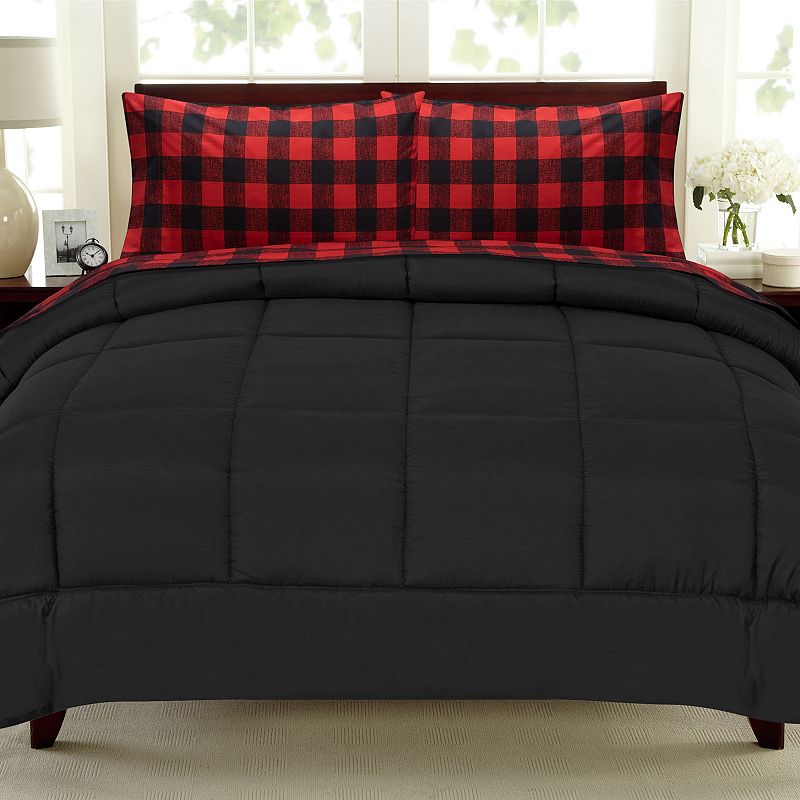 Sweethome Collection Buffalo Check Comforter and Sheet Set, Multicolor, Twi