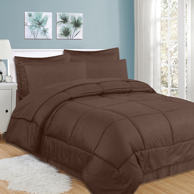 Sweethome Collection 8-piece Greek Key Bedding Set, Brown, King