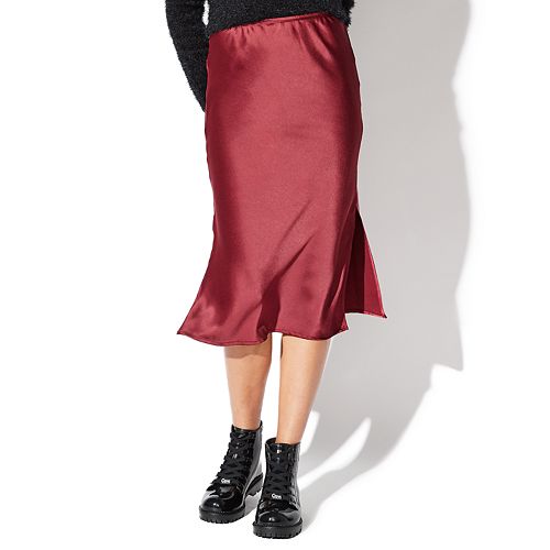 Juniors' Vylette™ Bias Midi Satin Skirt