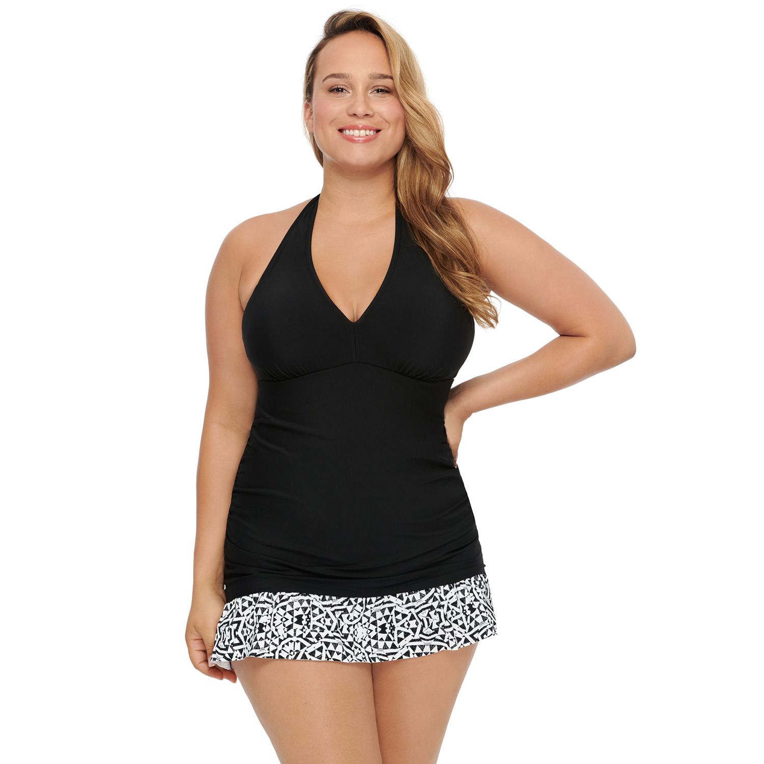 halter swim dress plus size