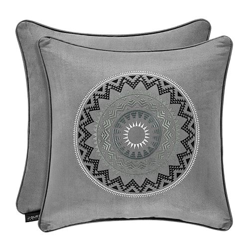 37 West Brody Silver Square Embellished Decorative Throw Pillow
