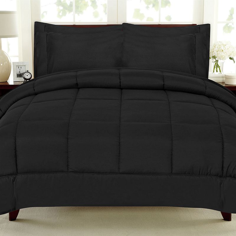 Sweethome Collection Luxury 7-piece Comforter & Sheet Set, Black, King