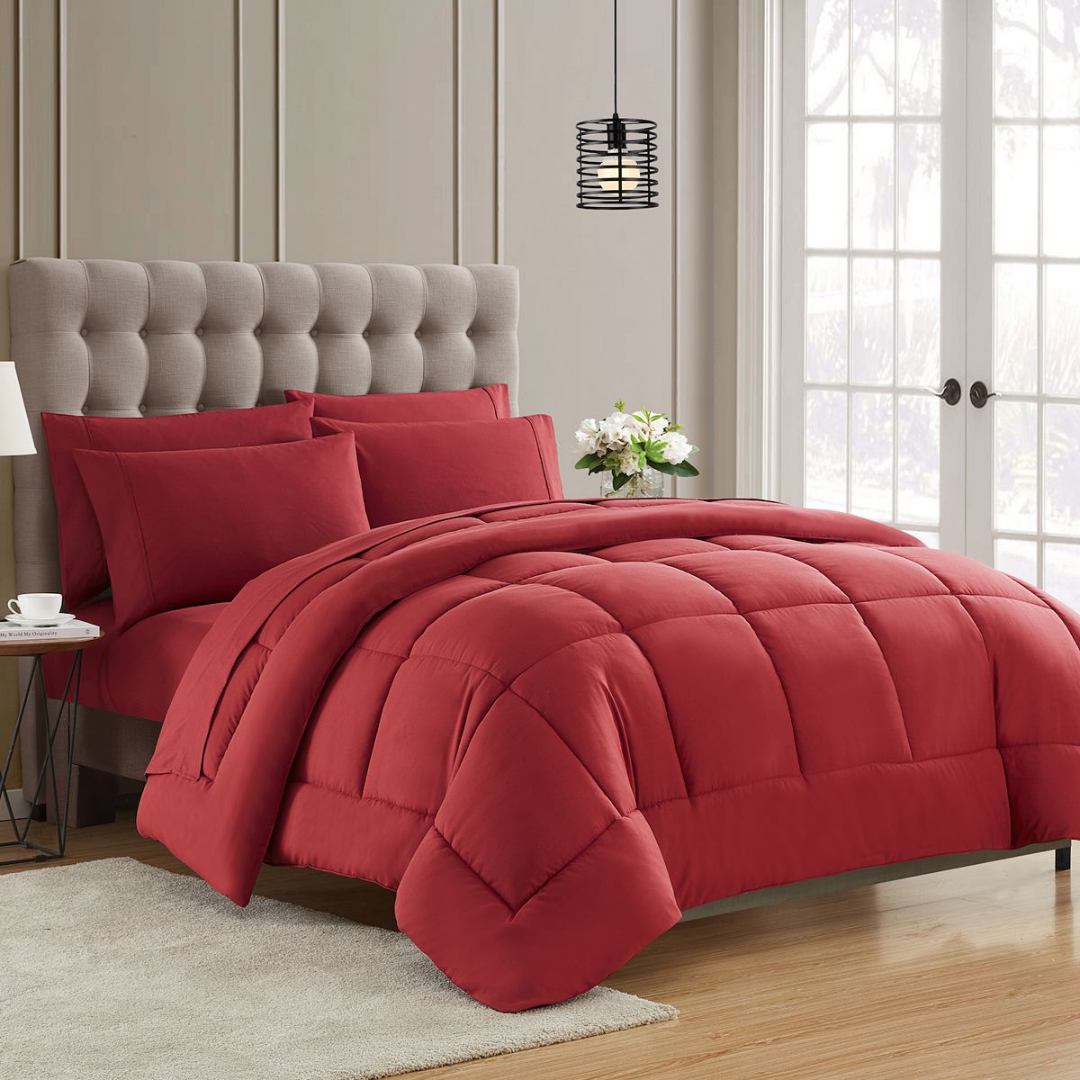 Sweethome Collection Luxury Comforter & Sheet Set - Burgundy, TWIN