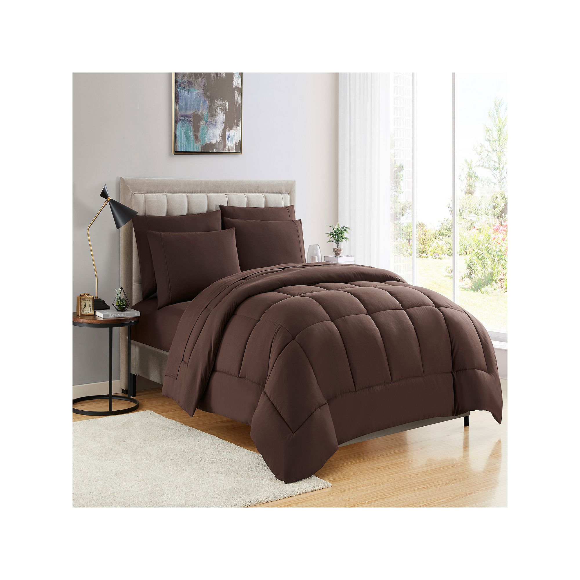 Sweethome Collection Luxury 7-piece Comforter & Sheet Set, Brown