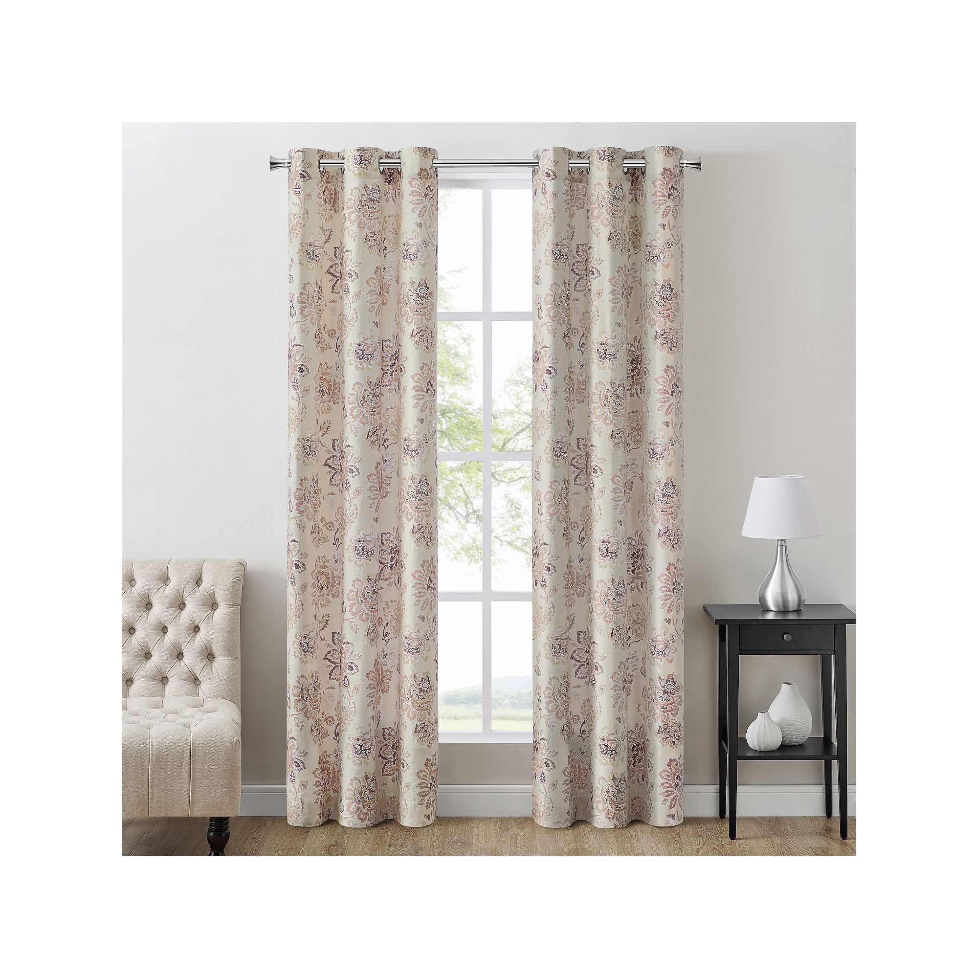 The Big One® 2-pack Sophia Floral Decorative Window Curtains, Blush Sophia