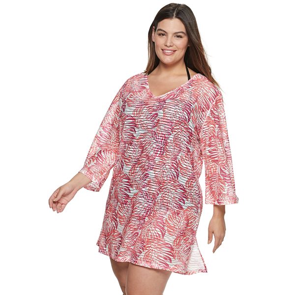 Plus Size Portocruz Palm Print Tunic CoverUp