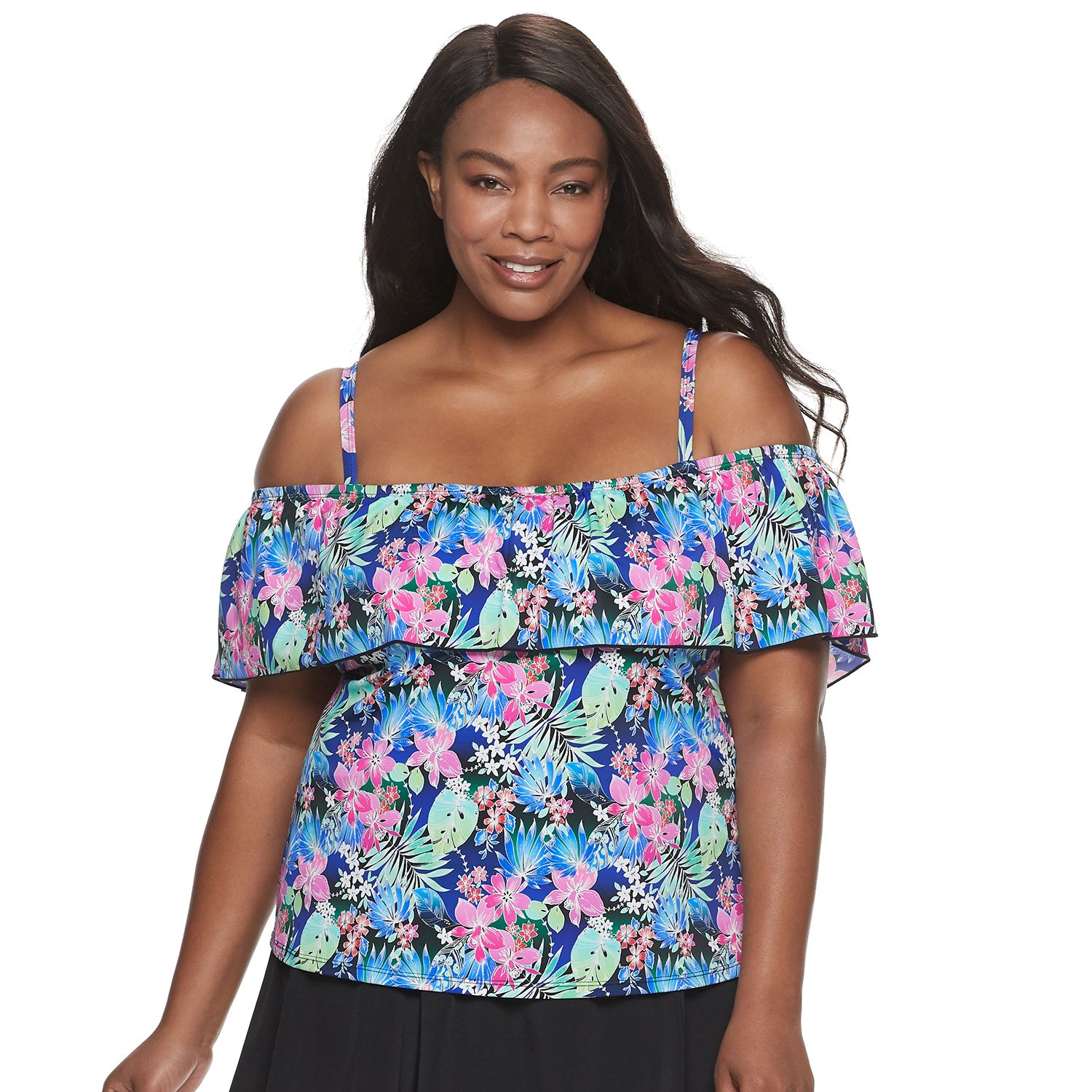 plus size off the shoulder swim top