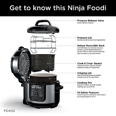 Ninja Foodi 8-qt. 12-in-1 Deluxe XL Pressure Cooker & Air Fryer - Stainless Steel