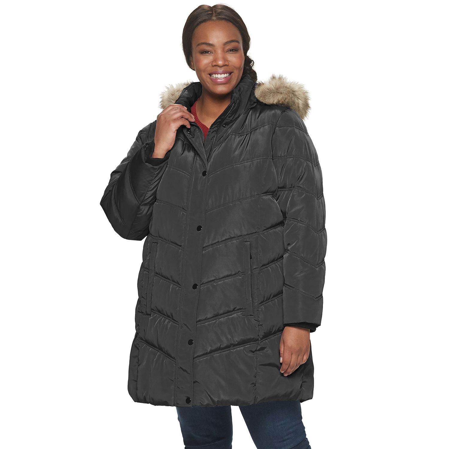 womens plus size puffer coat with fur hood