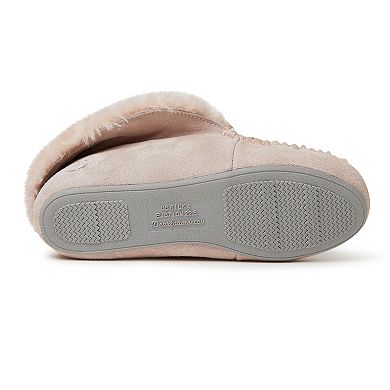 Women's Dearfoams Genuine Suede Fold-Over Moccasin with Tie