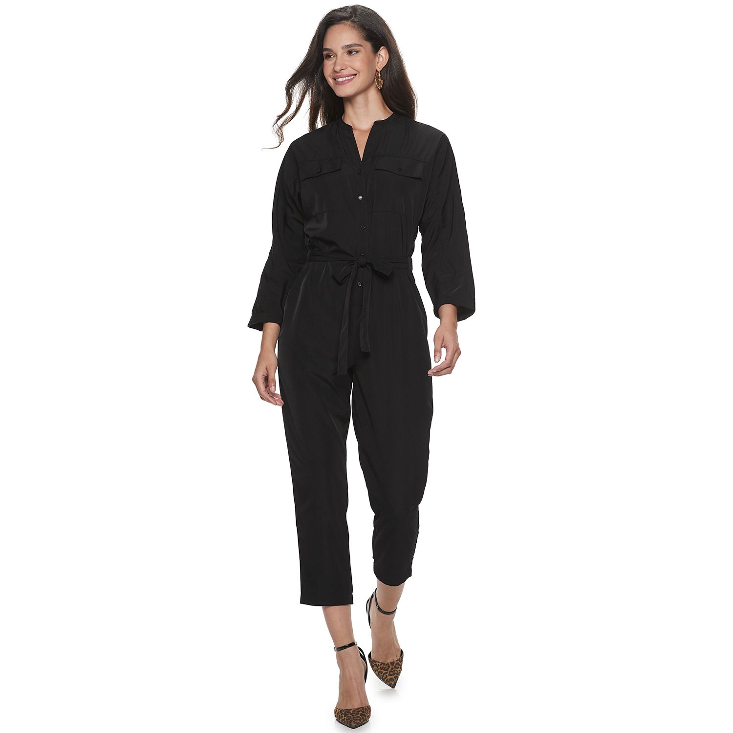 nine west black jumpsuit