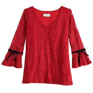 Women's ELLE™ Stretch Lace V-neck Top