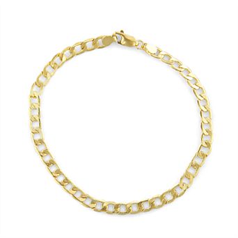 Jordan Blue Men's 14k Gold 5.3mm Cuban Curb Chain Bracelet