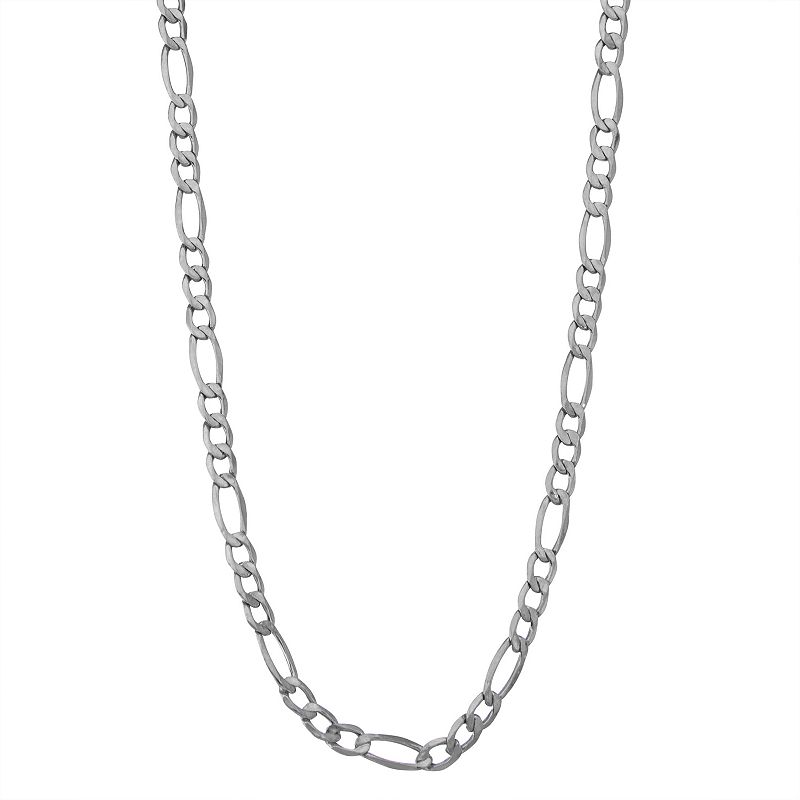 Mens 14k Gold Hollow Figaro Chain Necklace, Size: 20, White
