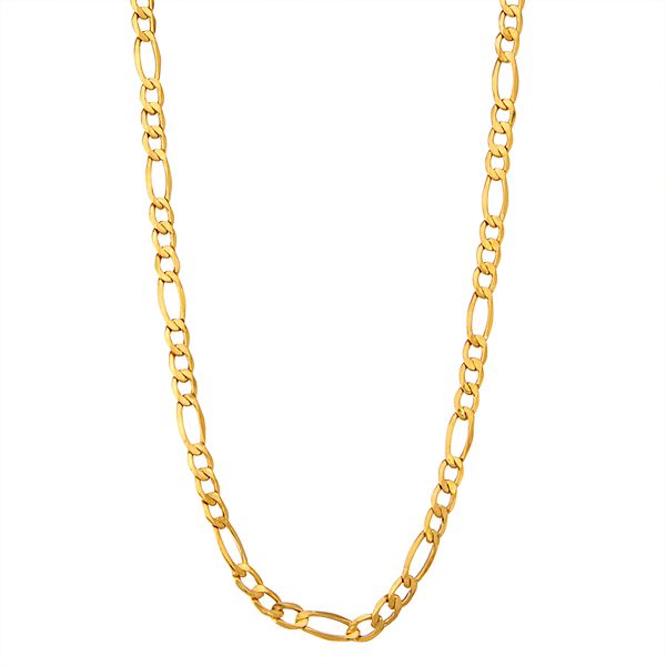 Men's 14k Gold Hollow Figaro Chain Necklace