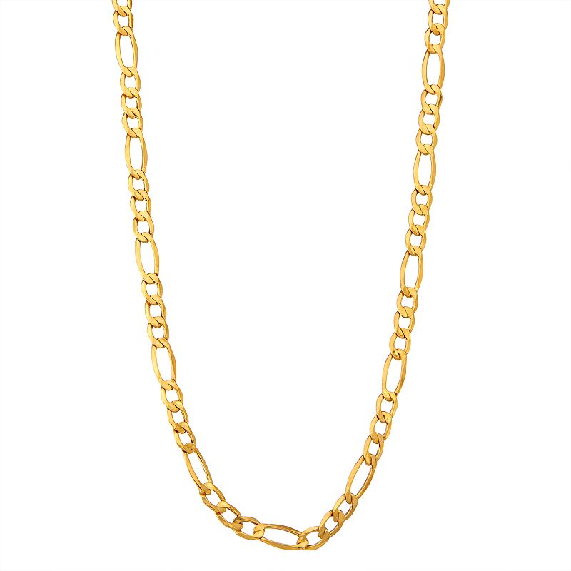 Mens 14k Gold Hollow Figaro Chain Necklace, Size: 18, Yellow