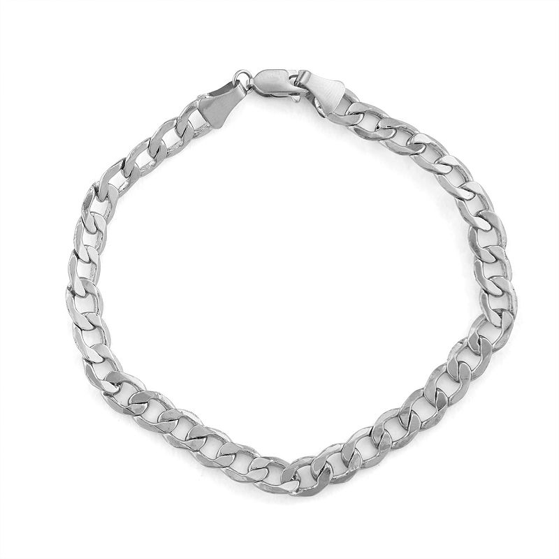 Mens 14k Gold Cuban Curb Chain Bracelet, Size: 8.5, White