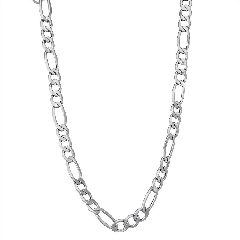 Mens 14k Gold Figaro Chain Necklace, Size: 18, White