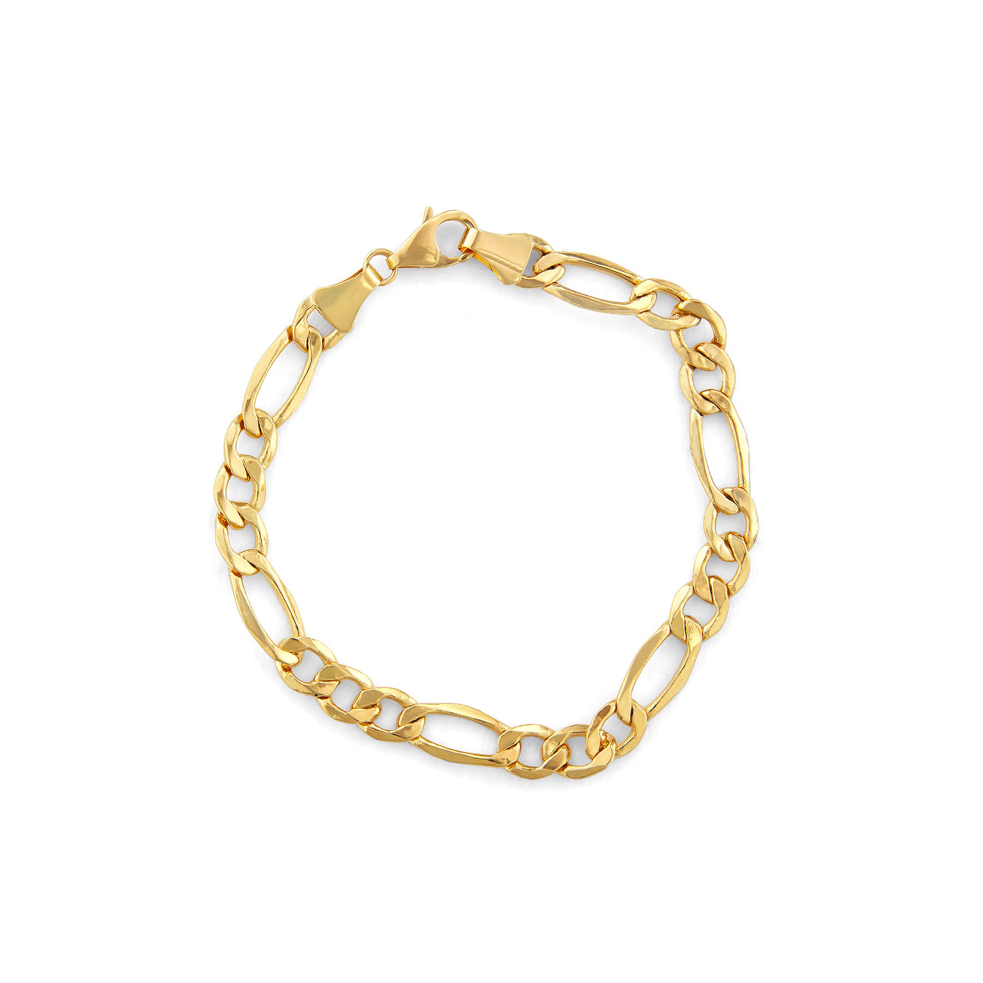 Jordan Blue Mens 14k Gold Figaro Chain Bracelet, Size: 8.5, Yellow