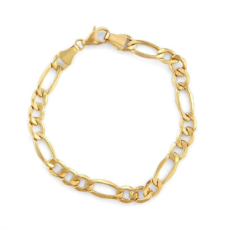 Mens 14k Gold Figaro Chain Bracelet, Size: 8, Yellow