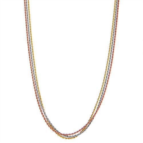 Women's 14k TriTone 14k Gold Rope Chain Necklace