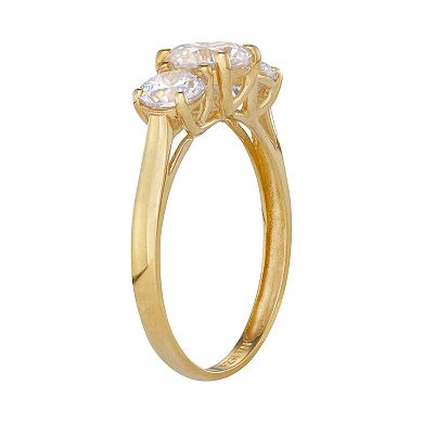 10k Gold Cubic Zirconia 3-Stone Ring