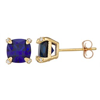 Designs by Gioelli 10k Gold Gemstone Diamond Accent Stud Earrings
