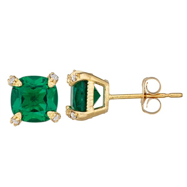 Designs by Gioelli 10k Gold Gemstone Diamond Accent Stud Earrings