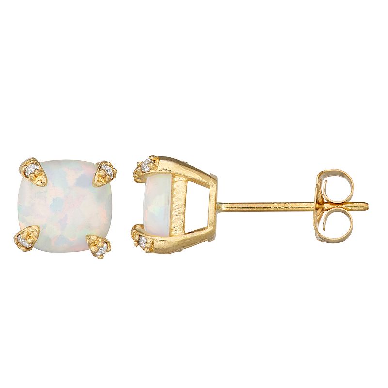 51699258 10k Gold Gemstone Diamond Accent Stud Earrings, Wo sku 51699258