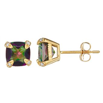 Designs by Gioelli 10k Gold Gemstone Diamond Accent Stud Earrings