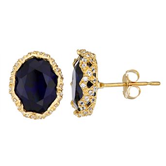Designs by Gioelli 10k Gold Gemstone Oval Stud Earrings